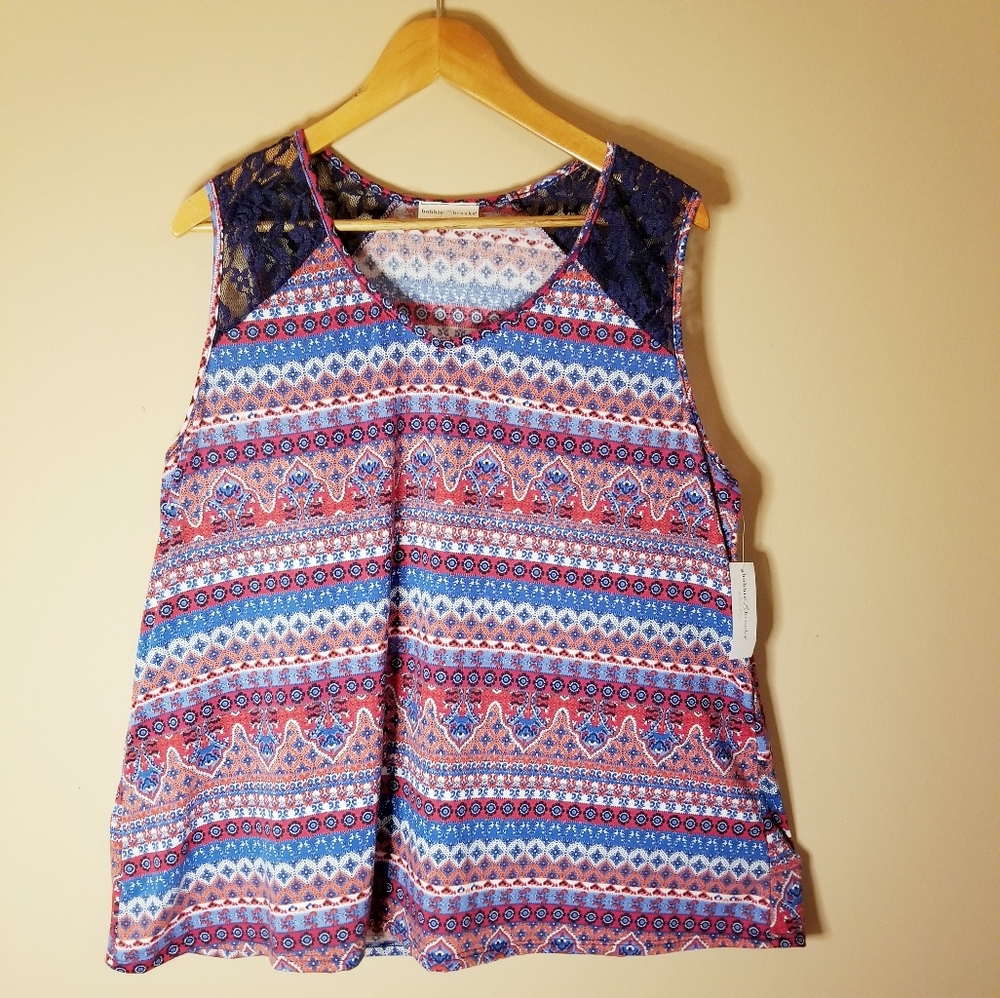 🖇 FLOWY TANK WITH LACE SLEEVE. PLUS SIZES
